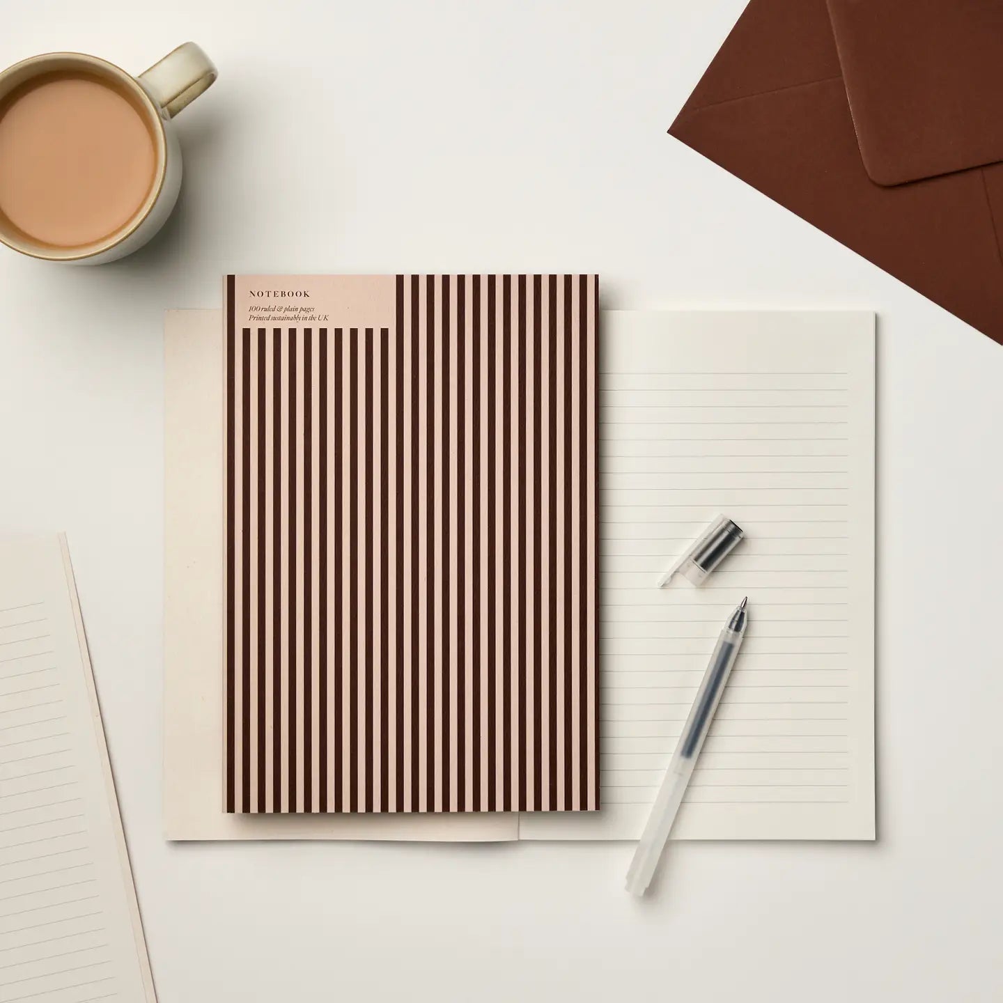 BURGUNDY/ RUSSET STRIPE NOTEBOOK - OTHERLETTERS