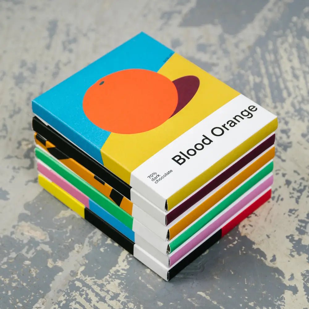 BLOOD ORANGE - ORGANIC 70% DARK CHOCOLATE BAR, 70G - OTHERLETTERS