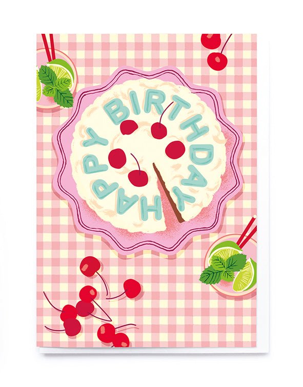 CAKE ON PINK GINGHAM | CARD BY NOI - OTHERLETTERS