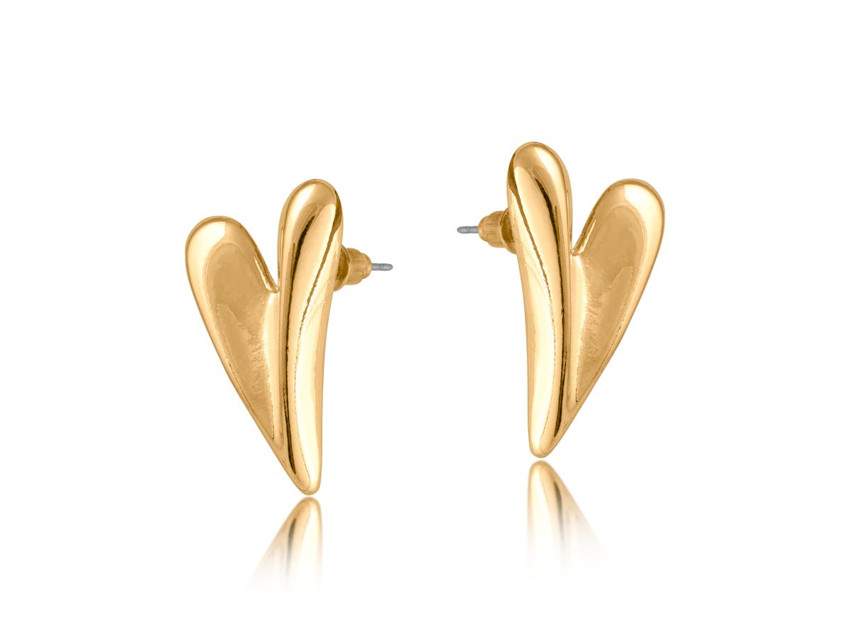CASSIA FOLDED HEART STUD EARRINGS | GOLD - OTHERLETTERS