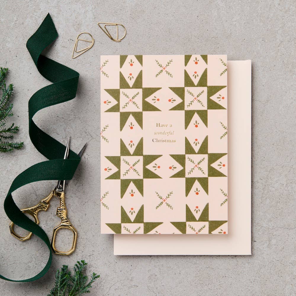 HAVE A WONDERFUL CHRISTMAS QUILT GREEN | CARD BY KATIE LEAMON