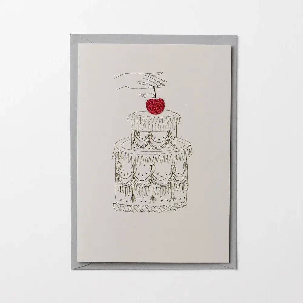 CHERRY ON THE CAKE HAND FINISHED BIRTHDAY | CARD BY KATIE HOUSLEY - OTHERLETTERS