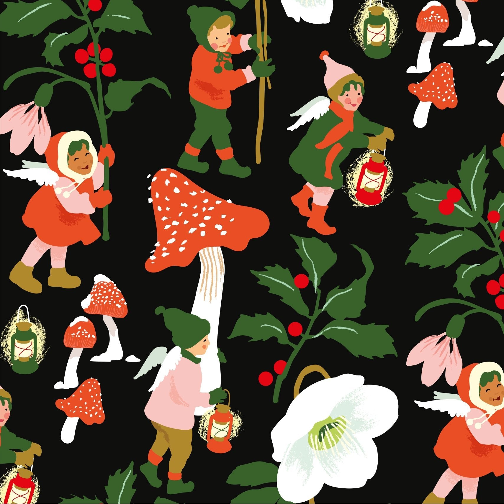 CHRISTMAS ANGELS AND LANTERNS GIFT WRAP | 3 SHEETS - OTHERLETTERS