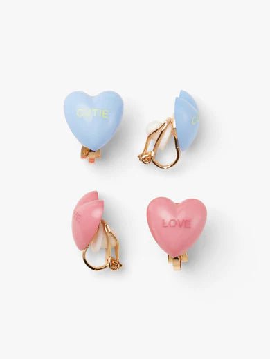 CLIP - ON EARRINGS 2 PAIRS SLOGAN HEARTS - OTHERLETTERS