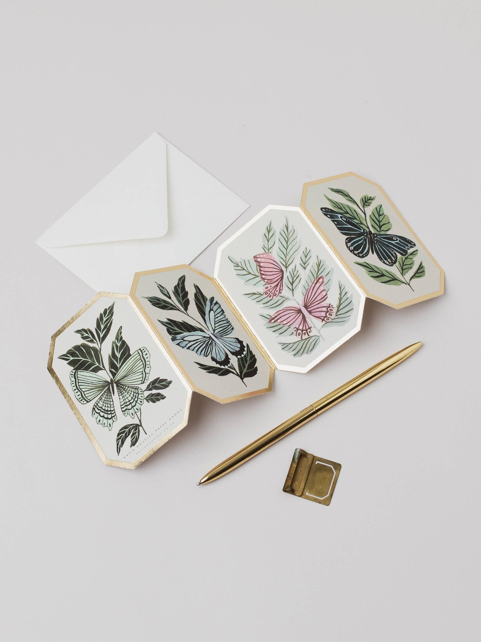 CONCERTINA BOTANICAL BUTTERFLIES DIE CUT | MINI CARD BY KATIE HOUSLEY - OTHERLETTERS