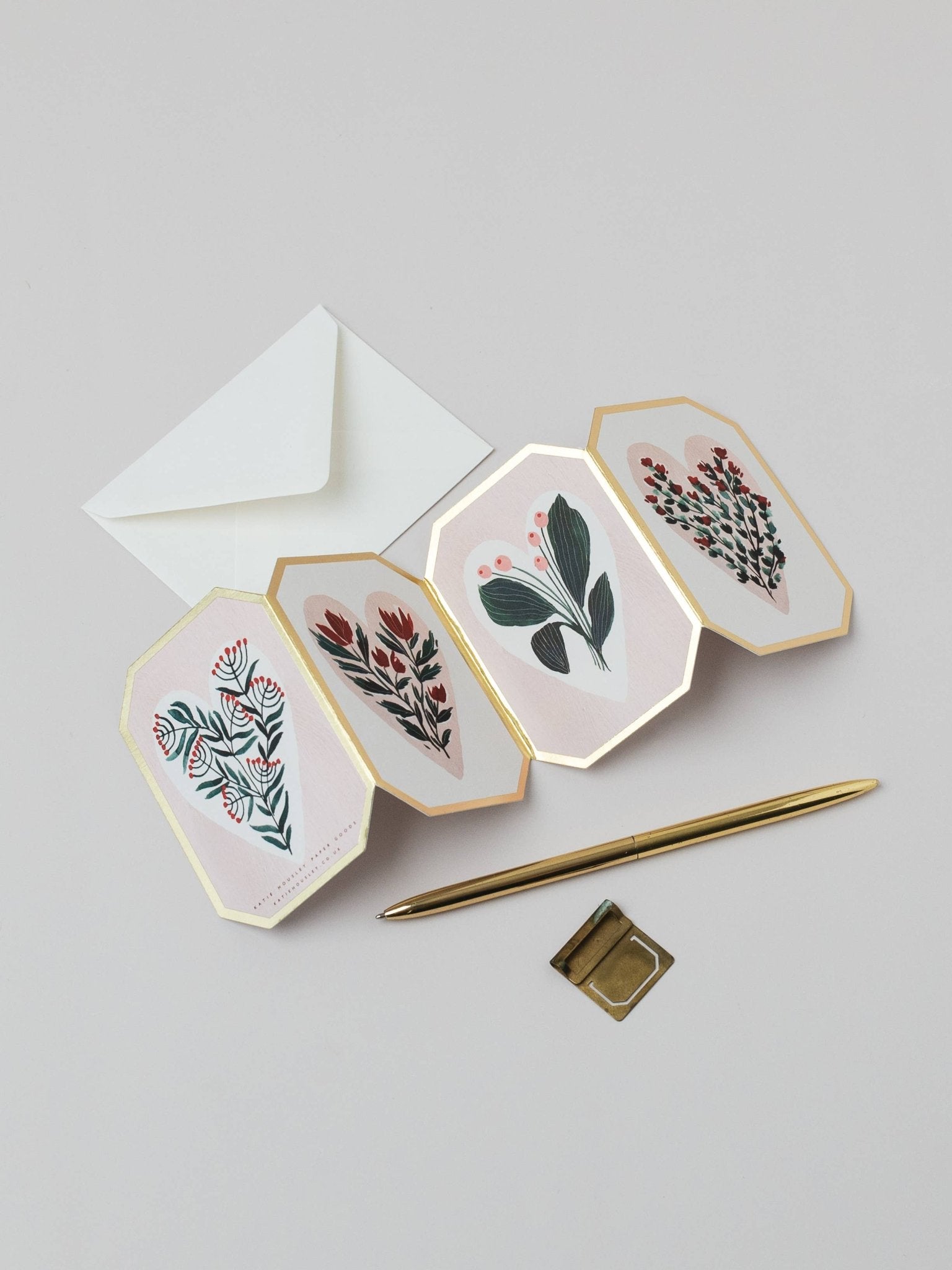 CONCERTINA HEART FLORAL DIE CUT LOVE | MINI VALENTINES CARD BY KATIE HOUSLEY - OTHERLETTERS