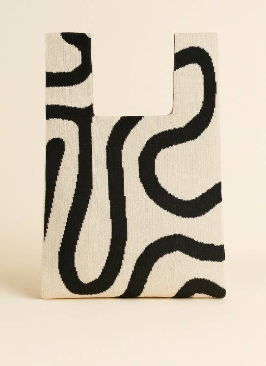 CREAM ABSTRACT FLOW KNITTED BAG | MEDIUM - OTHERLETTERS
