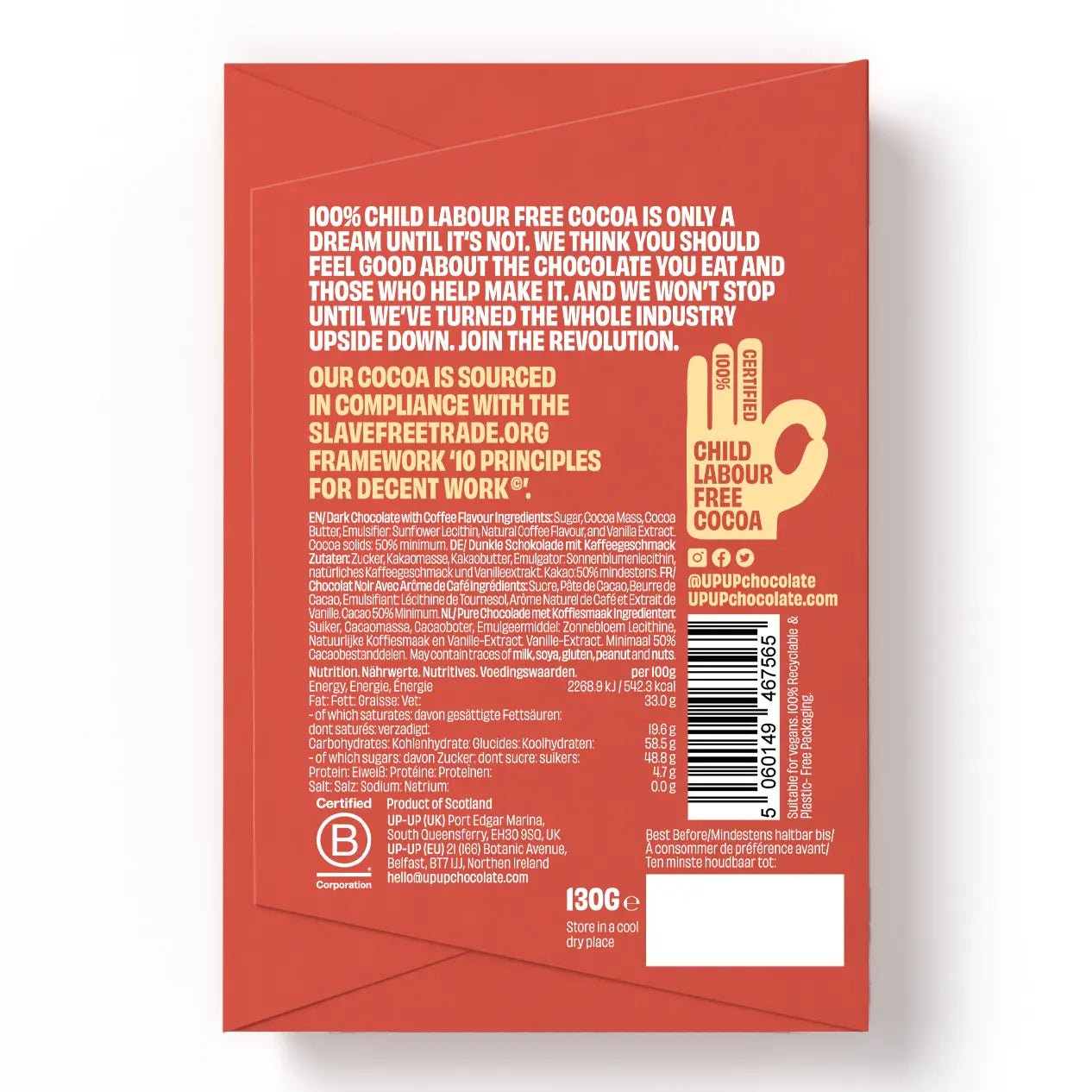 DARK ESPRESSO DARK CHOCOLATE BAR BY UP UP 120g - OTHERLETTERS
