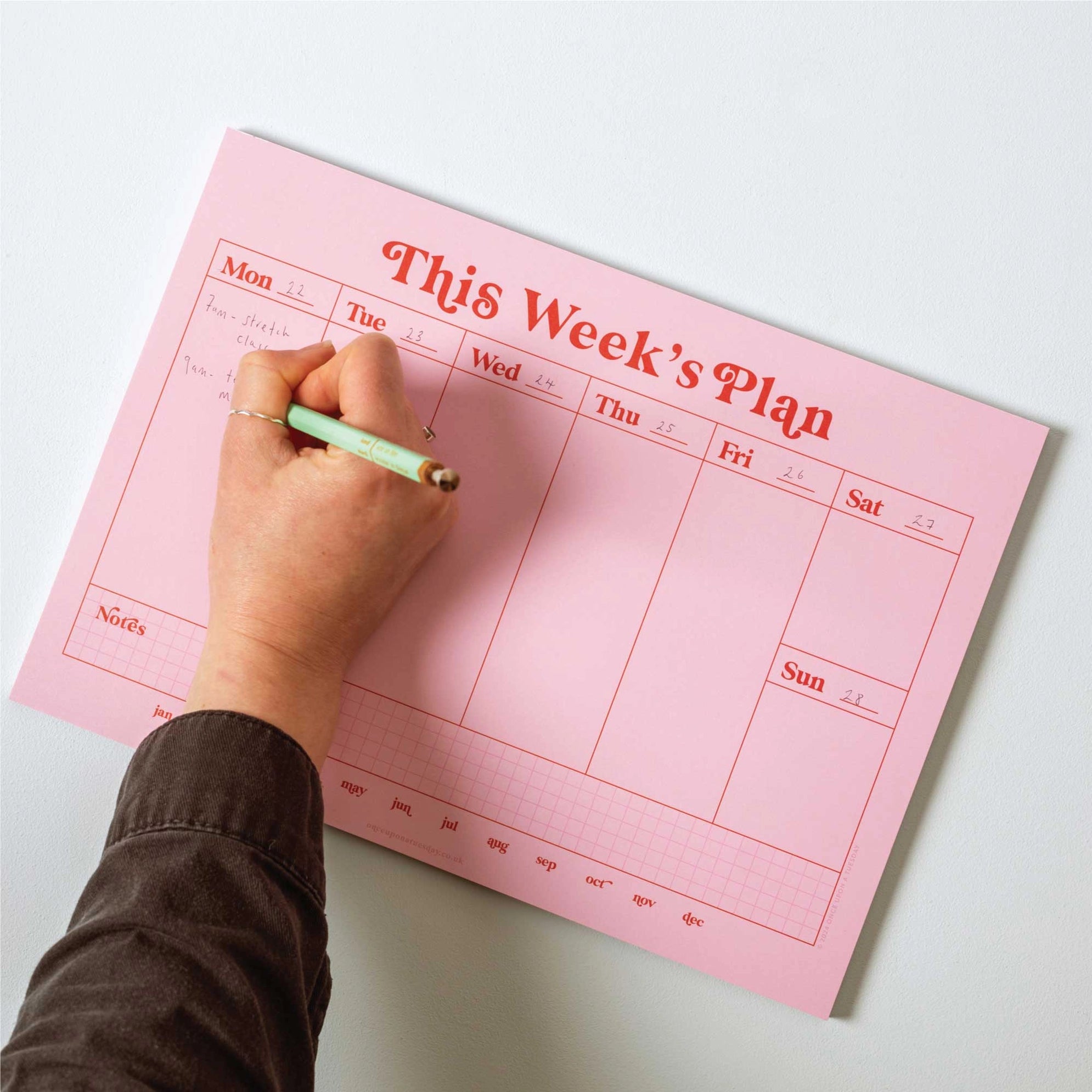 PINK A4 WEEKLY PLANNED PAD | BY GOOD TUESDAY