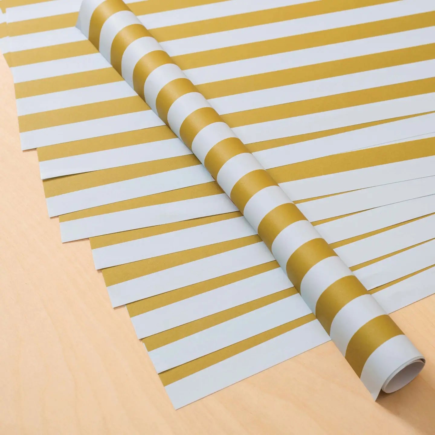 AVOCADO STRIPED WRAPPING PAPER | 3 SHEETS ROLLED