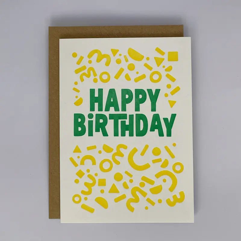 HAPPY BIRTHDAY SHAPES YELLOW | CARD BY LITTLE PAPER SOUL - OTHERLETTERS