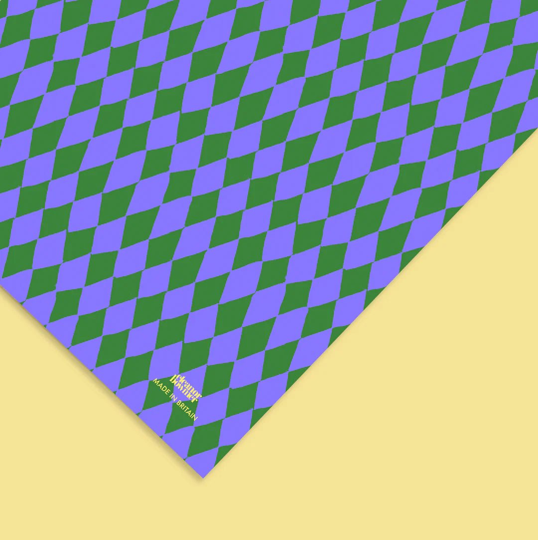 EMERALD/LILAC CHEQUERBORD WRAP| 3 SHEETS ROLLED - OTHERLETTERS
