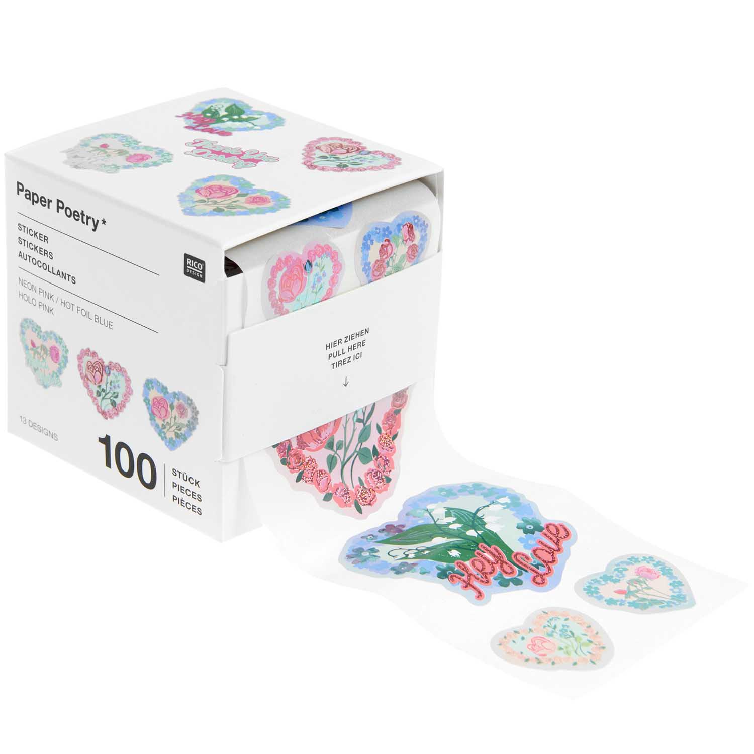 FLOWER HEART STICKERS ON A ROLL - OTHERLETTERS