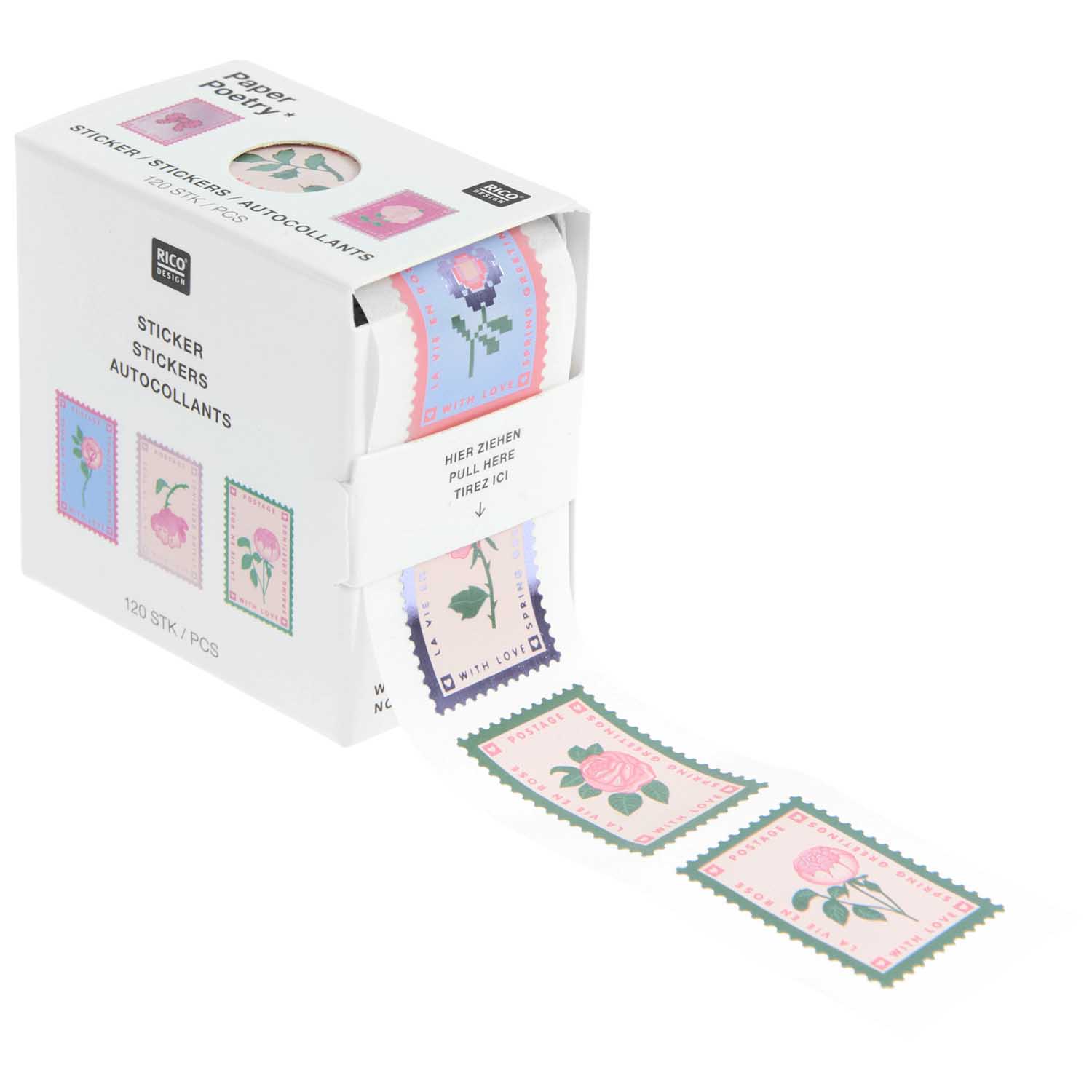 FLOWER STAMPS MINI STICKERS ON A ROLL - OTHERLETTERS