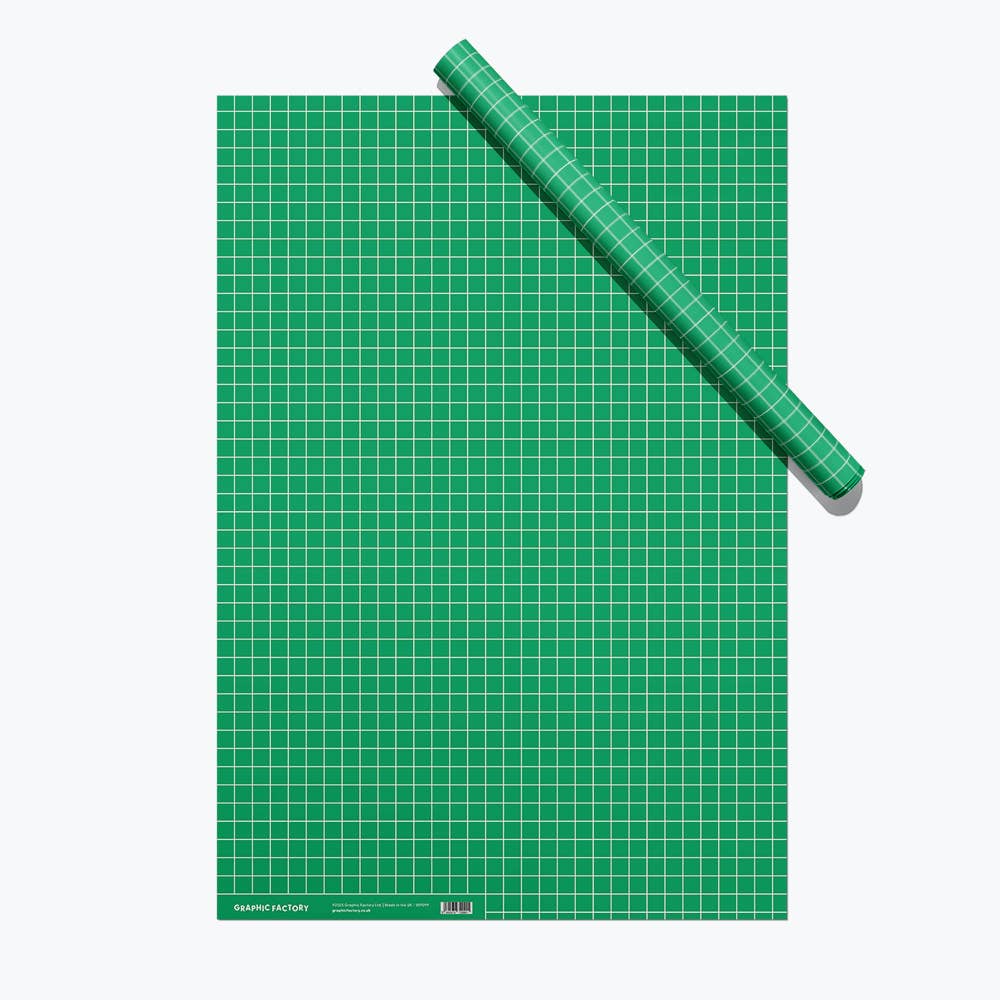GREEN GRAPH PAPER GIFT WRAP | 3 SHEETS ROLLED - OTHERLETTERS