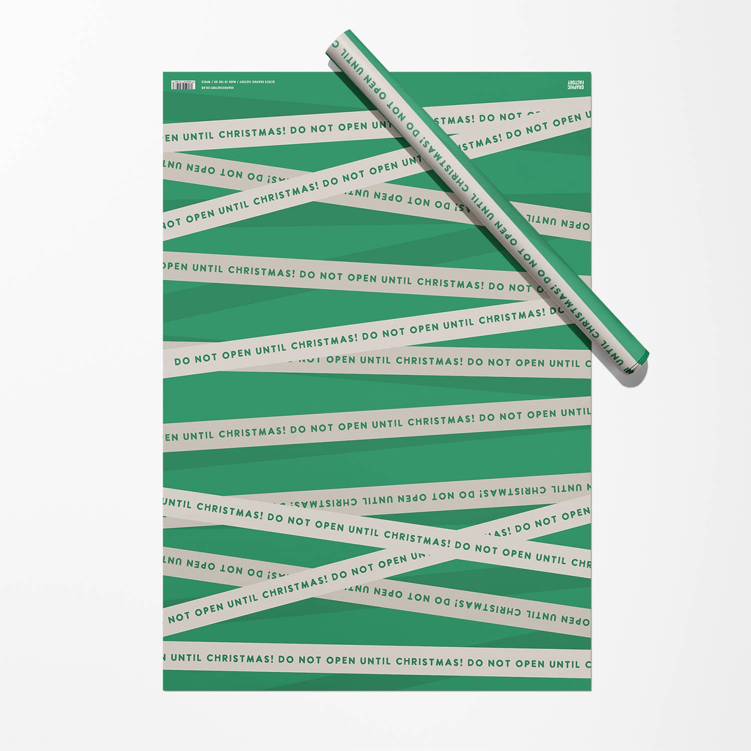 GREEN 'UNTIL CHRISTMAS' GIFT WRAP | 3 SHEETS ROLLED - OTHERLETTERS