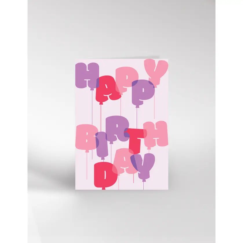HAPPY BIRTHDAY BALLOONS (PINK &PURPLE) | CARD BY DICKY BIRD - OTHERLETTERS