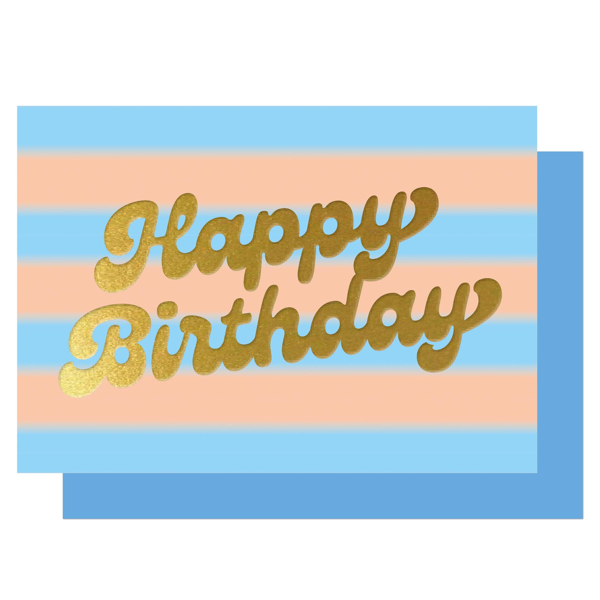 HAPPY BIRTHDAY BLUE & PEACH STRIPE HOT FOILED | CARD BY LUCKY INK - OTHERLETTERS