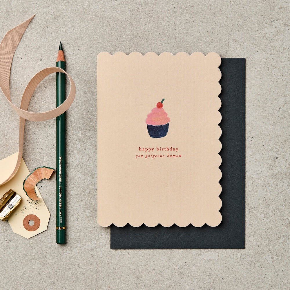 HAPPY BIRTHDAY CUPCAKE SCALLOP CARD | BY KATIE LEAMON - OTHERLETTERS