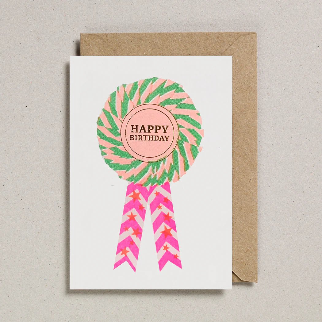 HAPPY BIRTHDAY ROSETTE (PINK & GREEN) | CARD BY PETRA BOASE - OTHERLETTERS