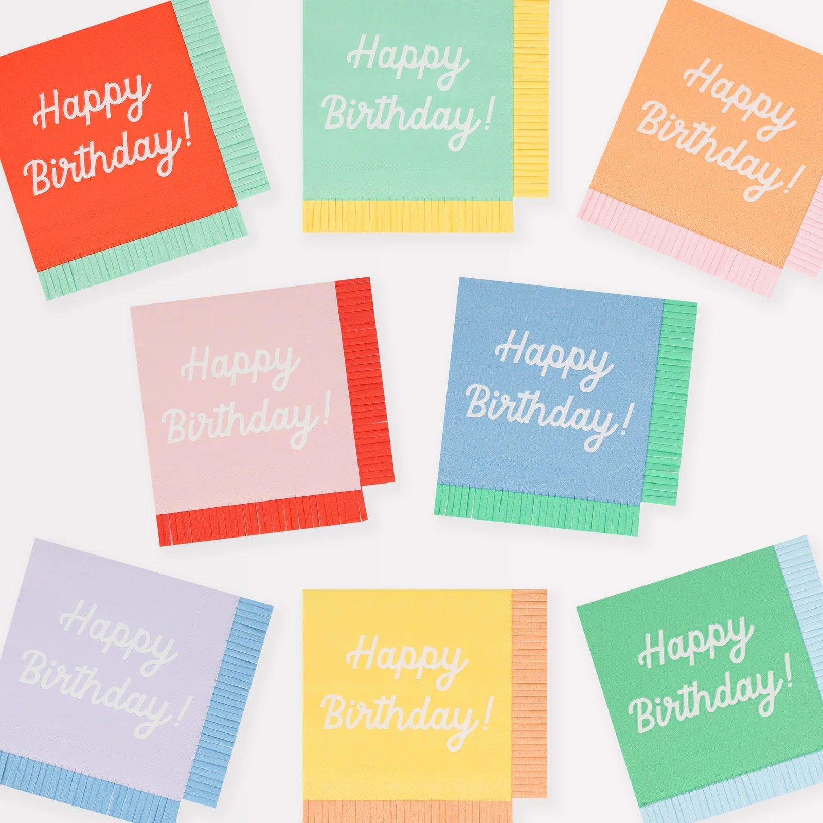 HAPPY BIRTHDAY SCRIPT FRINGE NAPKINS - OTHERLETTERS
