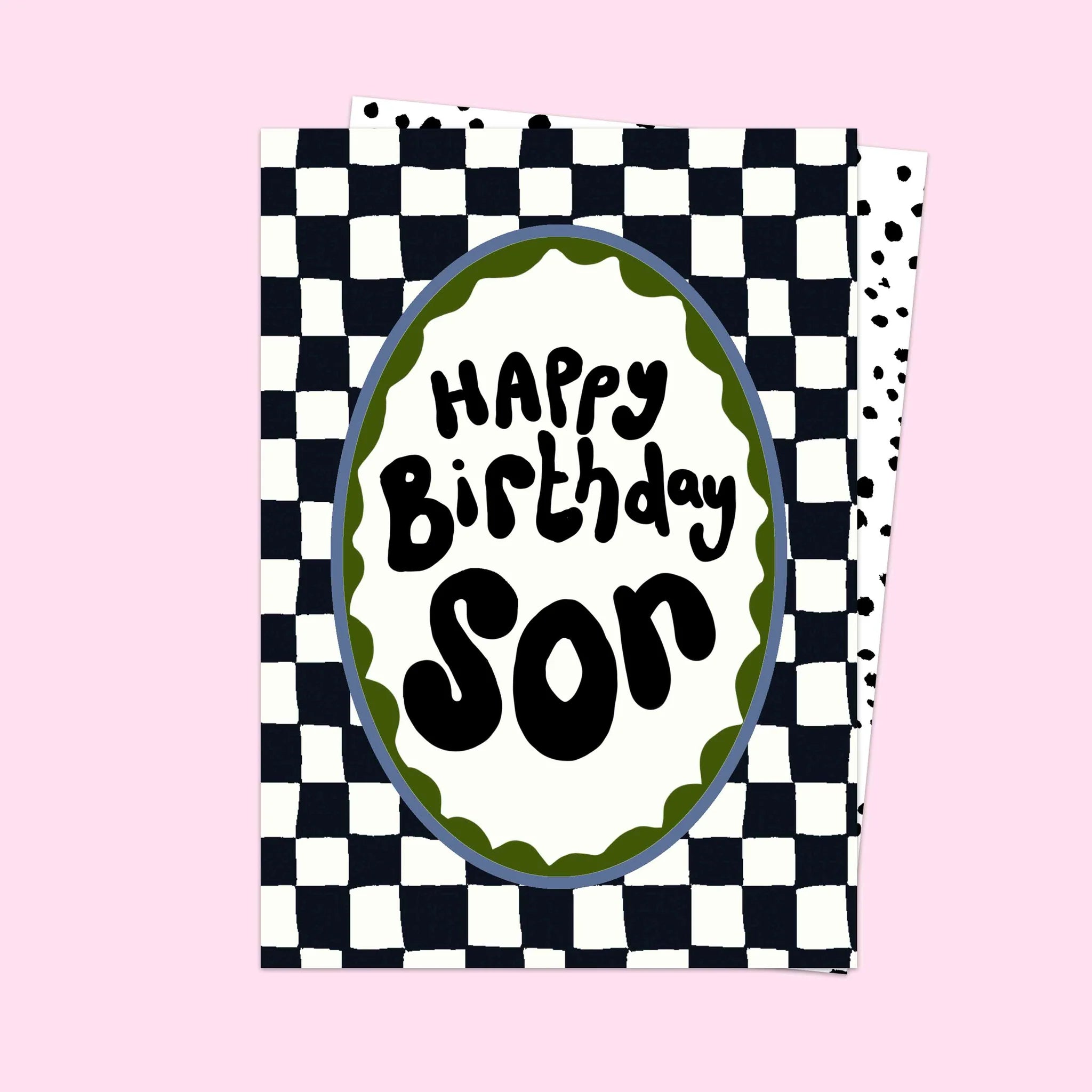 HAPPY BIRTHDAY SON (CHEQUERBOARD) | CARD BY ELEANOR BOWMER - OTHERLETTERS