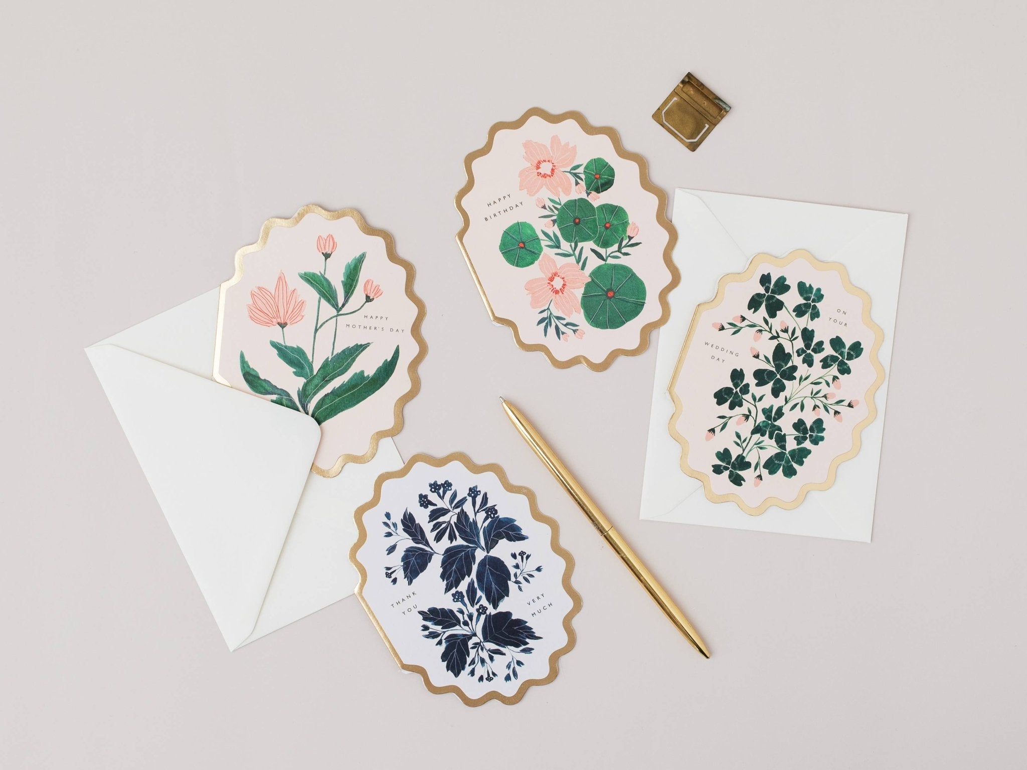 HAPPY MOTHERS DAY BOTANICAL SCALLOP DIE CUT | CARD BY KATIE HOUSLEY - OTHERLETTERS