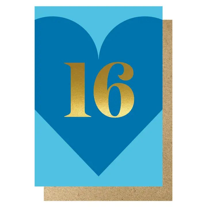 HEART AGE 16 BLUE | CARD BY LUCKY INK - OTHERLETTERS