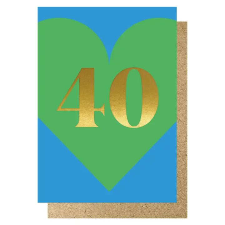 HEART AGE 40 BLUE/GREEN | CARD BY LUCKY INK - OTHERLETTERS