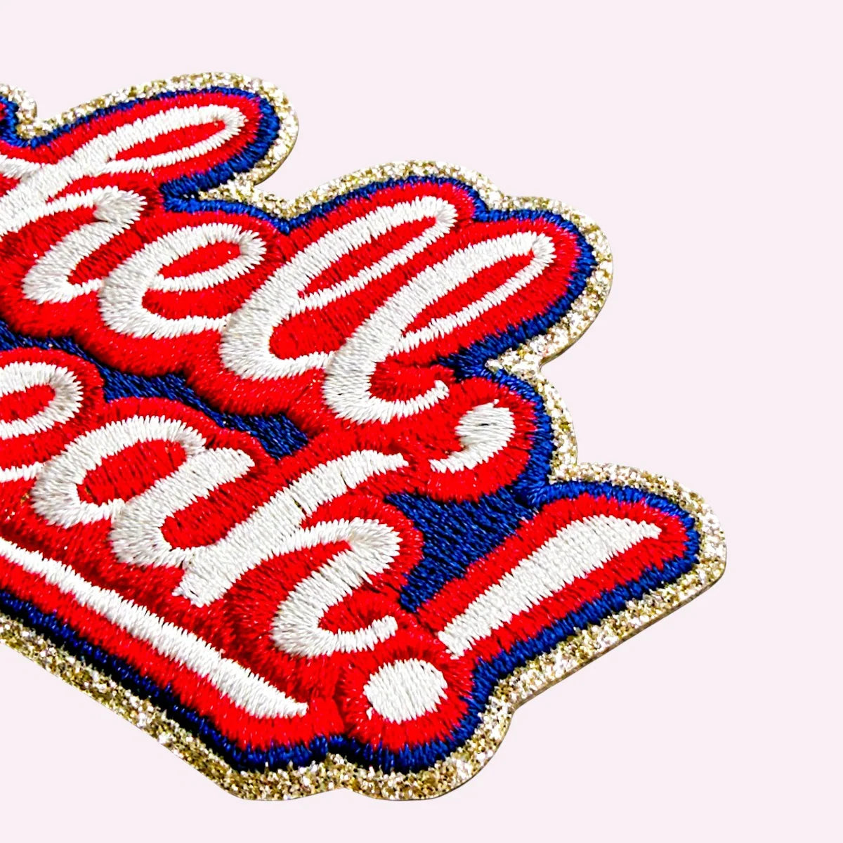 Embroidered sticker reading Hell Yeah