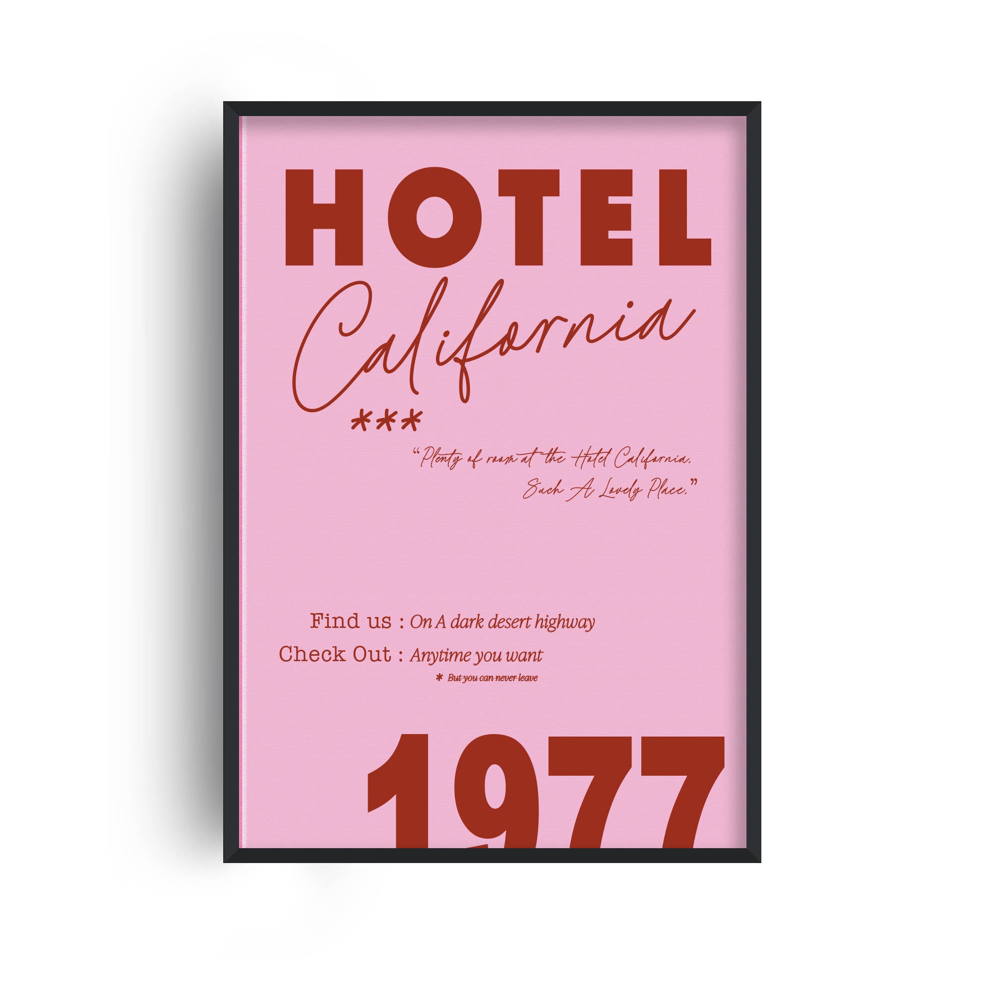 HOTEL CALIFORNIA A4 PRINT | FANCLUB PRINTS| - OTHERLETTERS