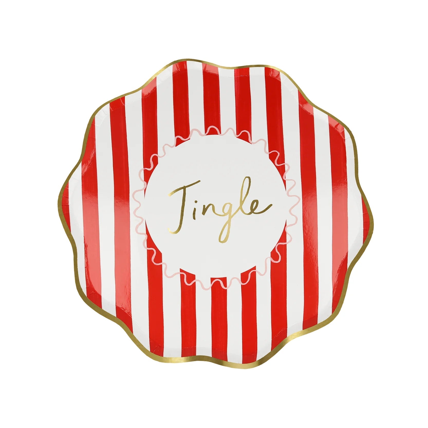 Jolly striped mix paper plates styled on a festive table