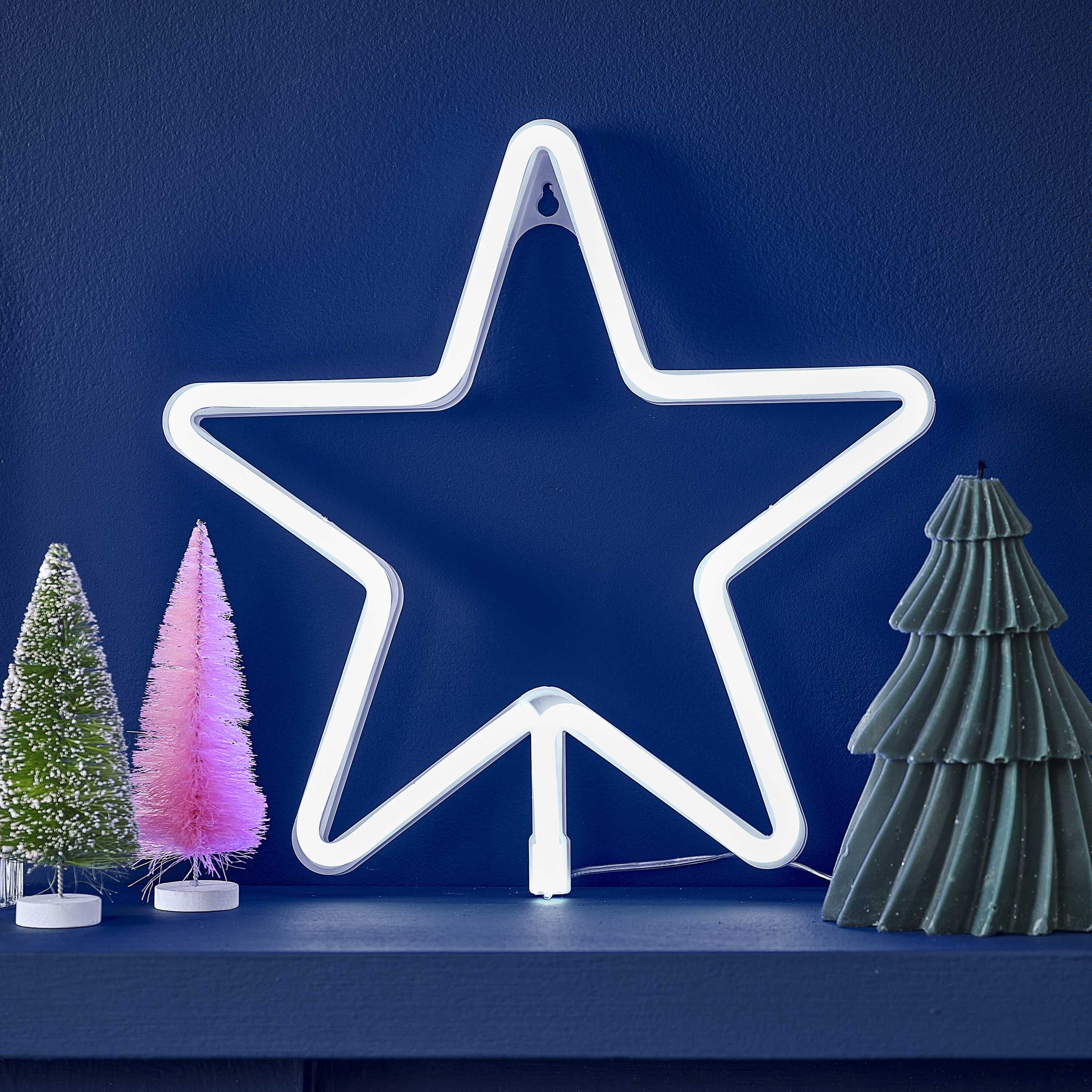 WHITE NEON STAR LIGHT ( BATTERY OPERATED)