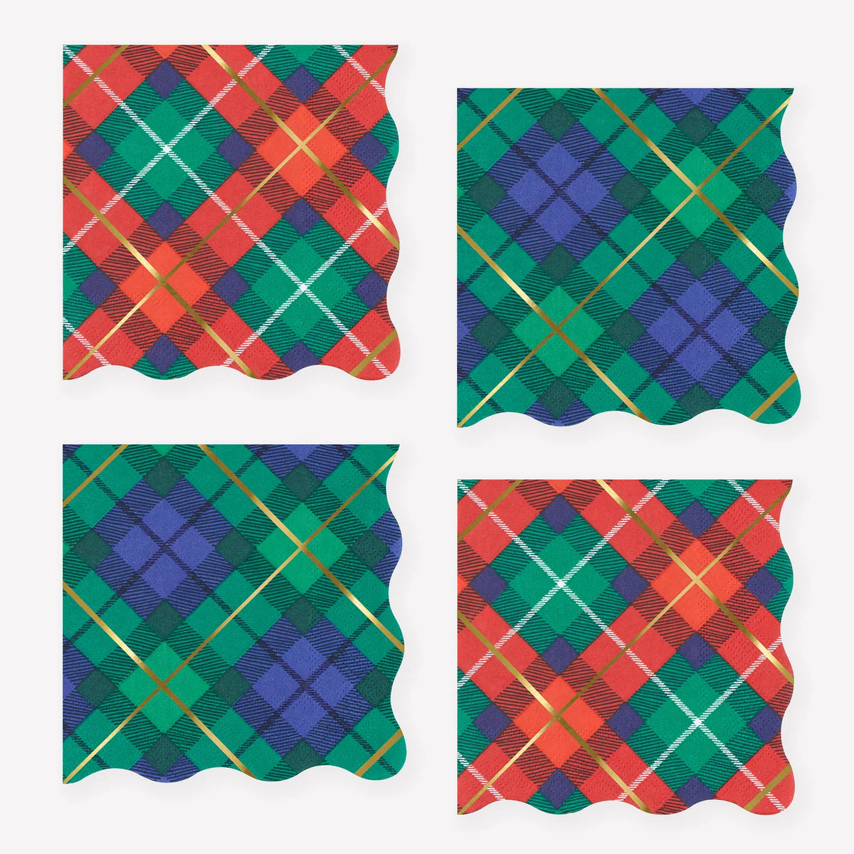 Tartan small napkins in red, green, blue and white