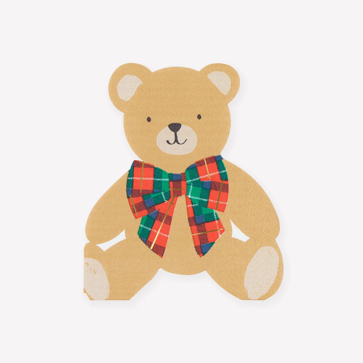 Tartan teddy paper napkins with gold foil details
