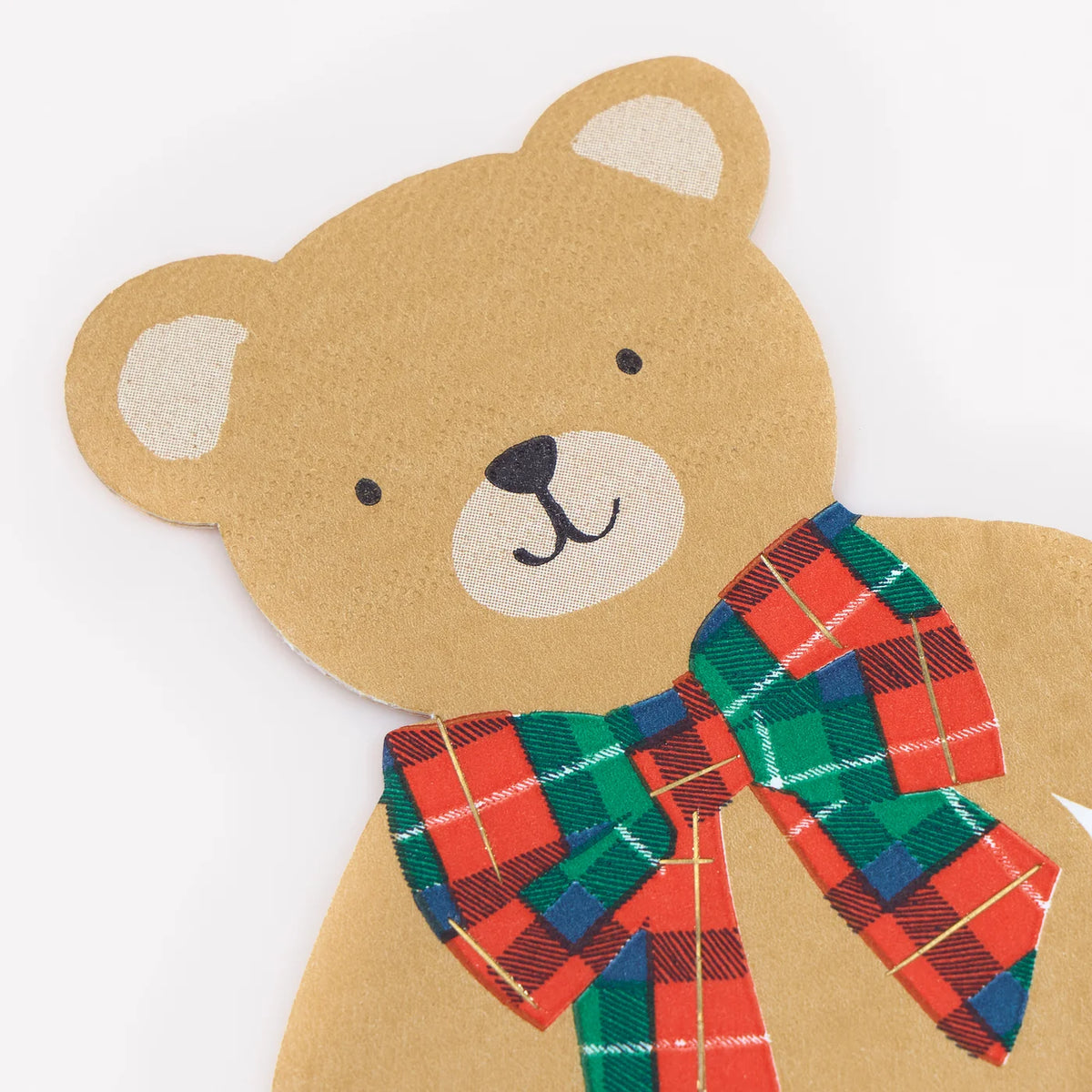 Teddy bear and tartan napkins in 3 ply paper, pack of 16
