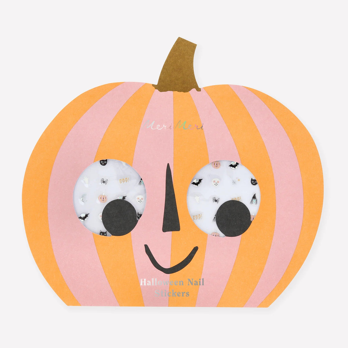 200 Halloween nail stickers in striped pumpkin packaging