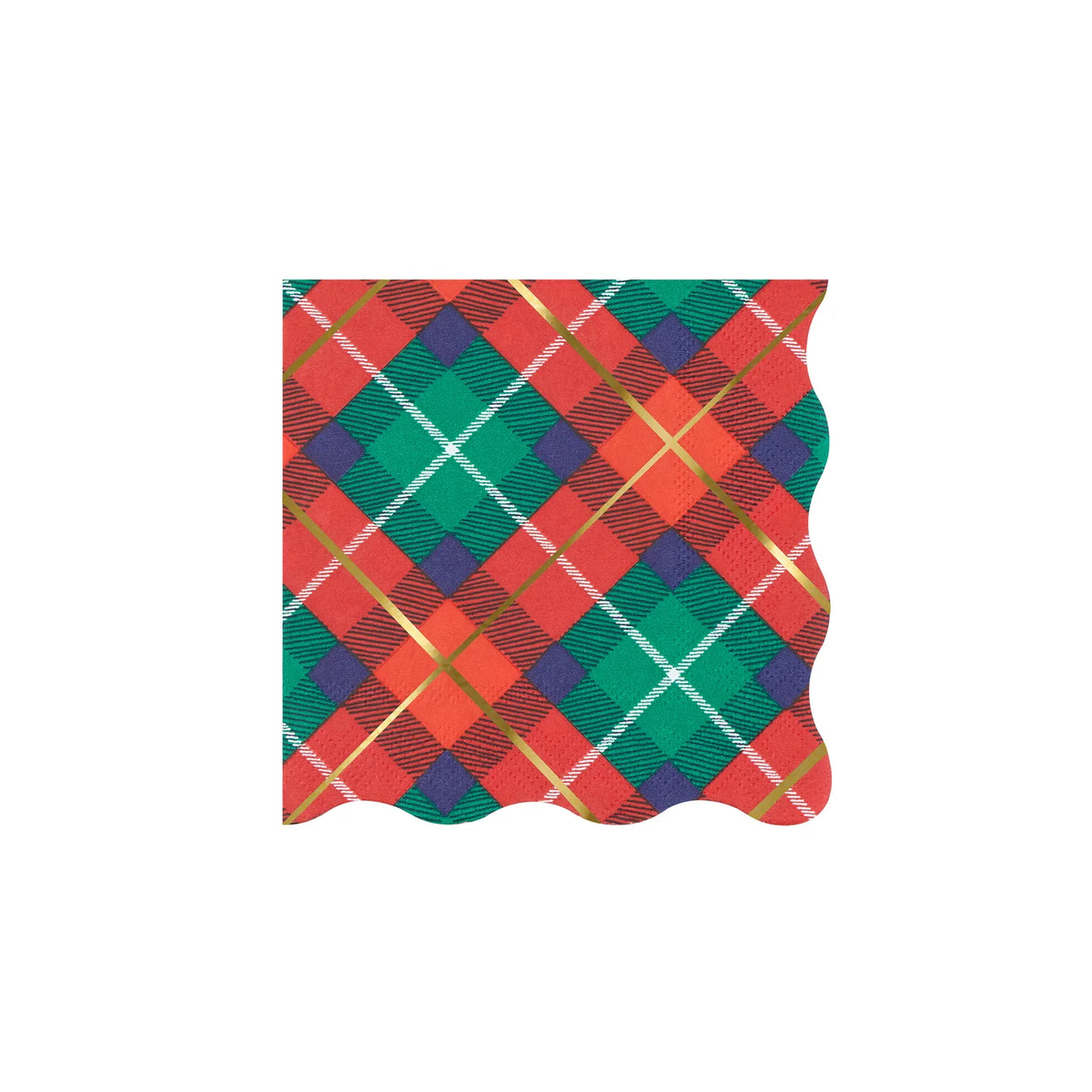 Tartan napkins in 3 ply paper measuring 127 by 127mm