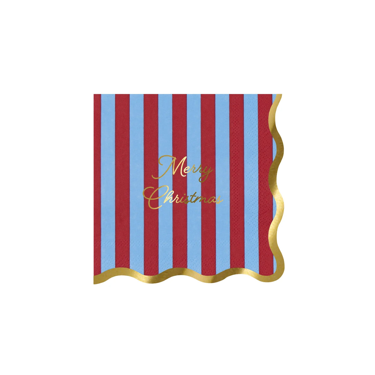 Striped small napkins with a scalloped edge