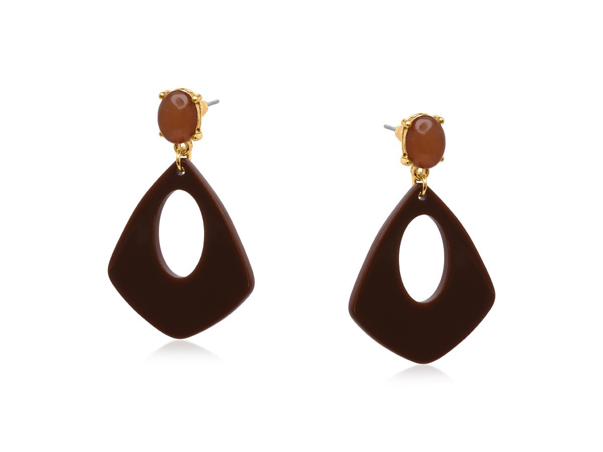 MIN GEO RESIN EARRINGS | BROWN - OTHERLETTERS