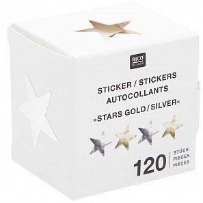 MINI GOLD & SILVER STARS STICKERS ON A ROLL - OTHERLETTERS