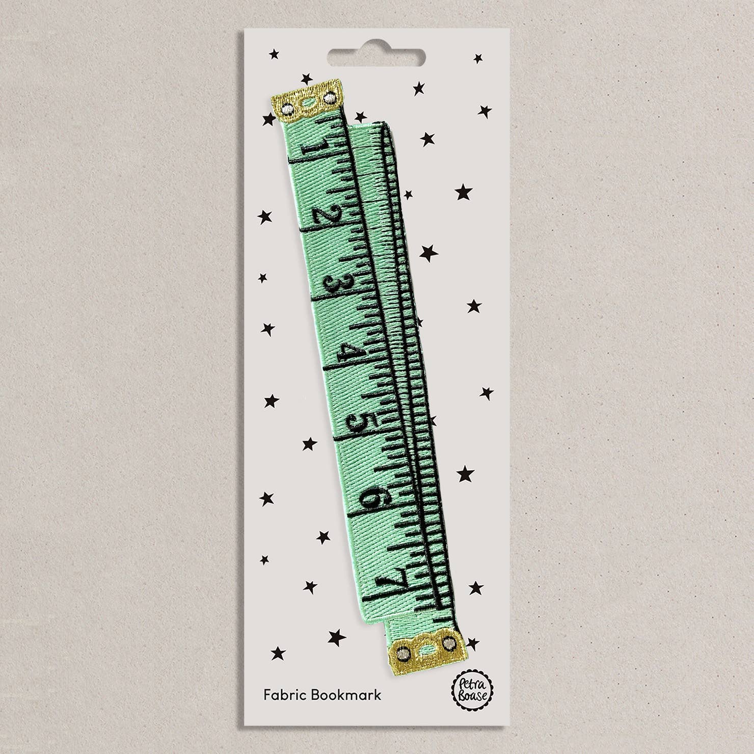 Mint Retro Tape Measure Embroidered Fabric Bookmark - OTHERLETTERS