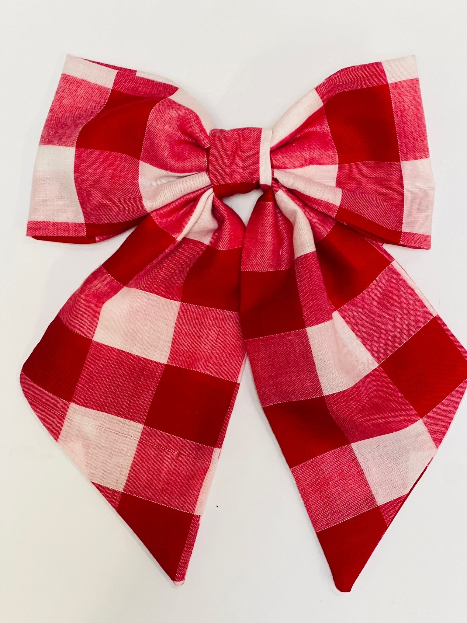 NANCY HAIR BOW (RED & WHITE LARGE GINGHAM) | BY THE GIRLS BOWS - OTHERLETTERS