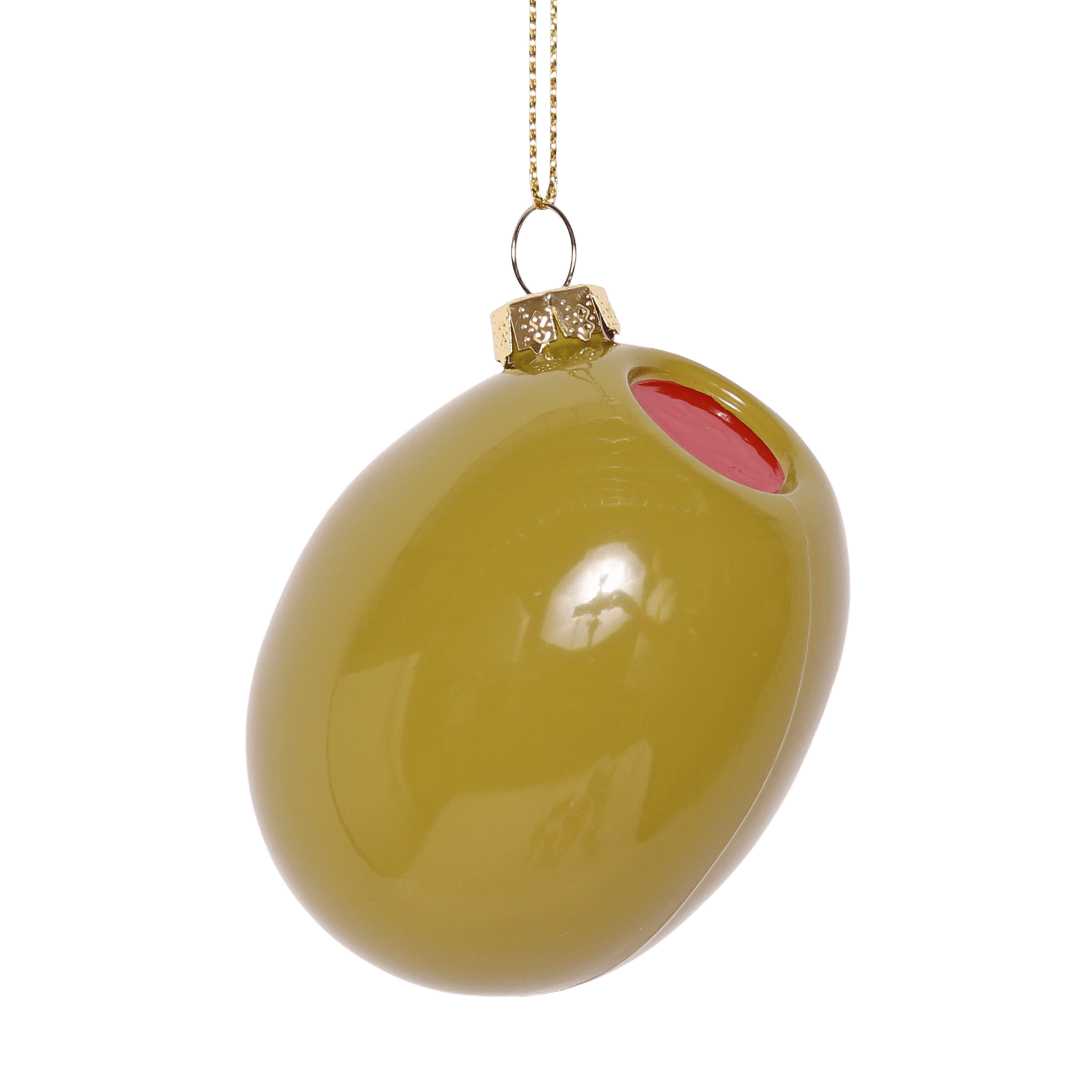 OLIVE GLASS TREE DECORATION, 7CM - OTHERLETTERS