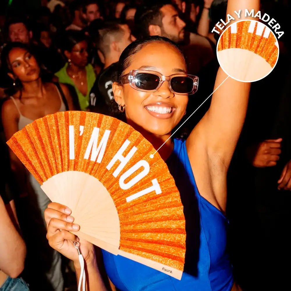ORANGE GLITTER I"M HOT HAND FAN - OTHERLETTERS
