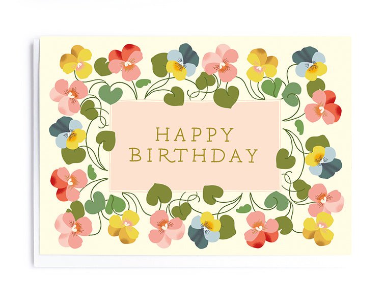 PANSY BORDER HAPPY BIRTHDAY | CARD BY NOI - OTHERLETTERS