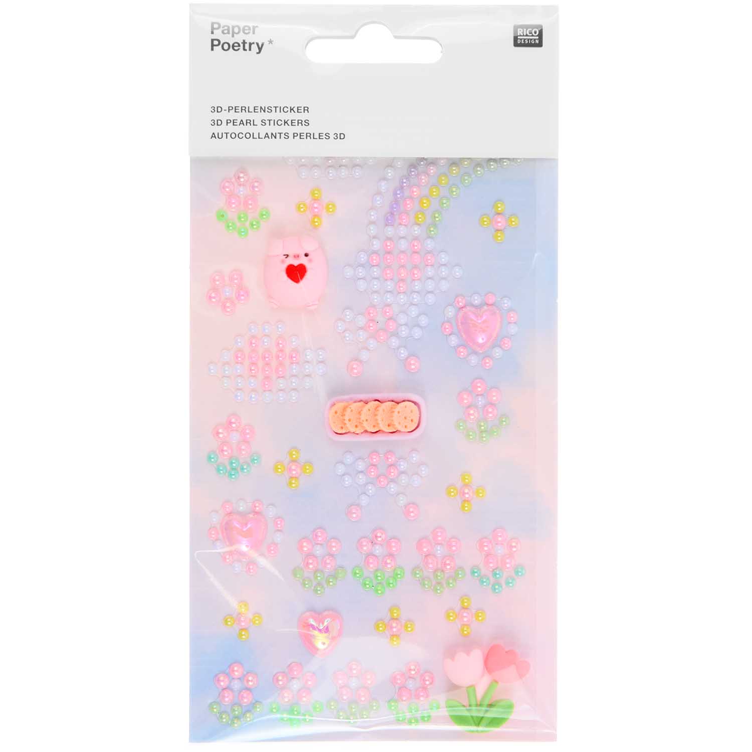 PEARL STICKERS WITH 3D SHAPES | PINK RAINBOW - OTHERLETTERS