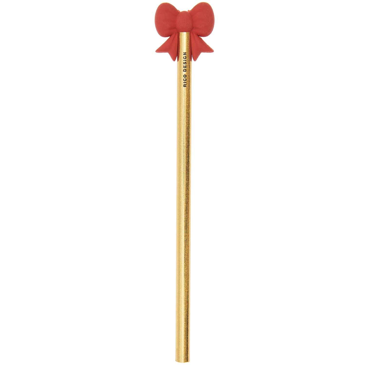 PENCIL WITH BOW ERASER | GOLD - OTHERLETTERS