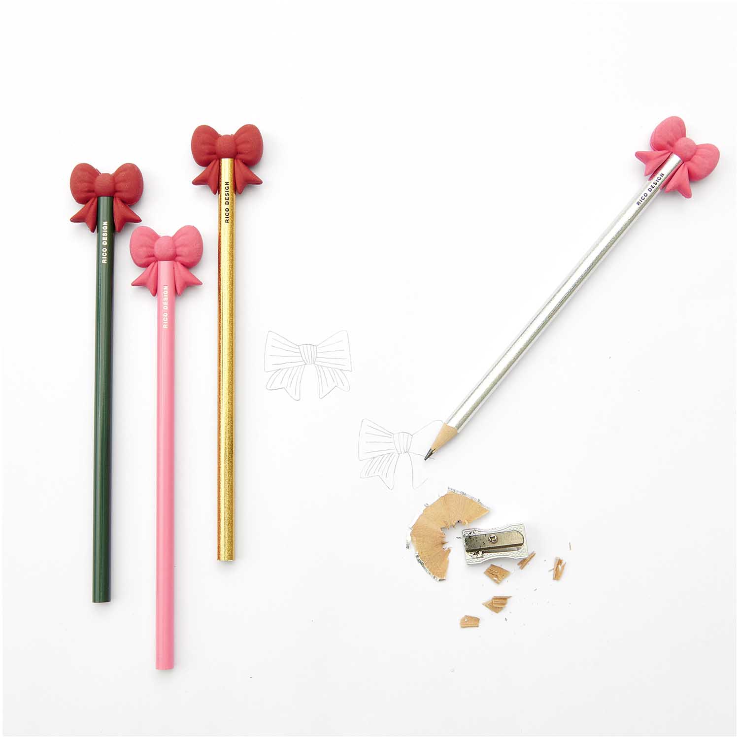 PENCIL WITH BOW ERASER | NEON PINK - OTHERLETTERS