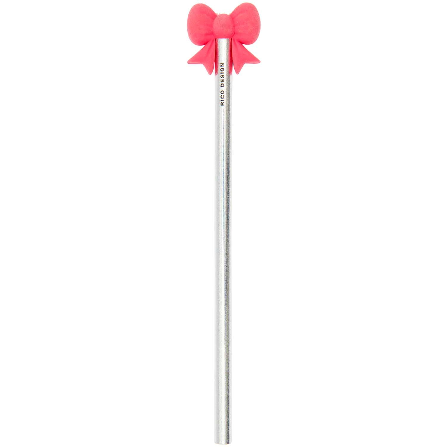 PENCIL WITH BOW ERASER | SILVER - OTHERLETTERS